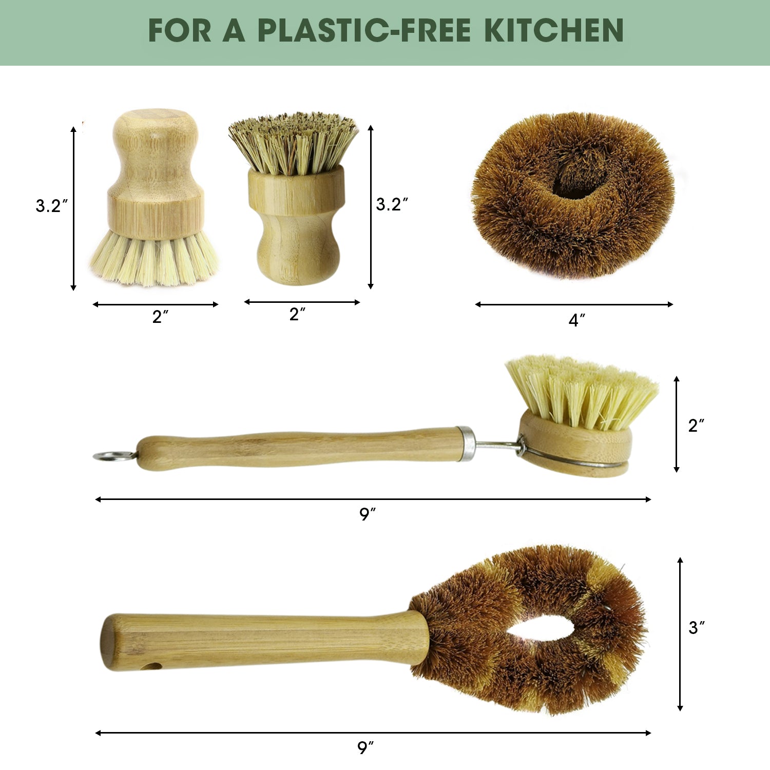 Bamboo & Sisal Dish Brush - Zero Waste Dish Brush - Eco Girl Shop